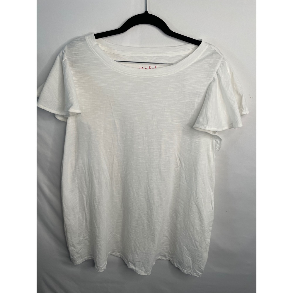 Isabel by Ingrid & Isabel Maternity Flutter Sleeve Top White Large NWT